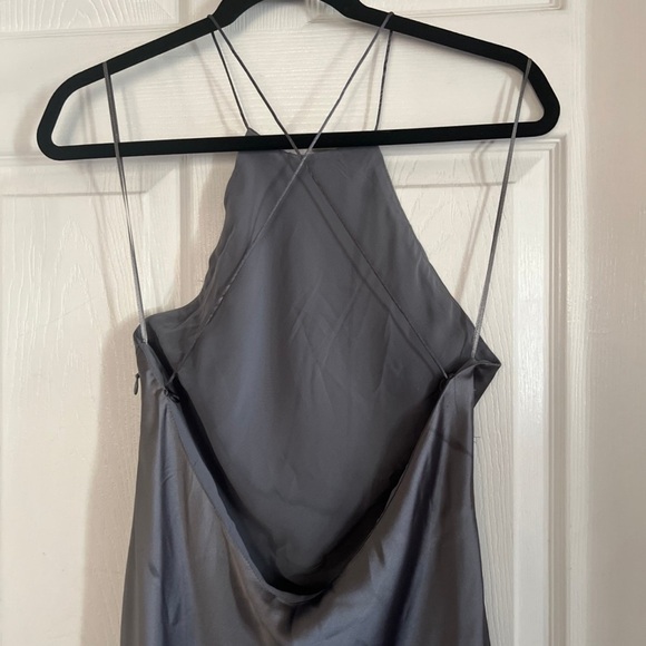 ZARA Midi Satin Slip Dress Grey charcoal - Picture 7 of 13